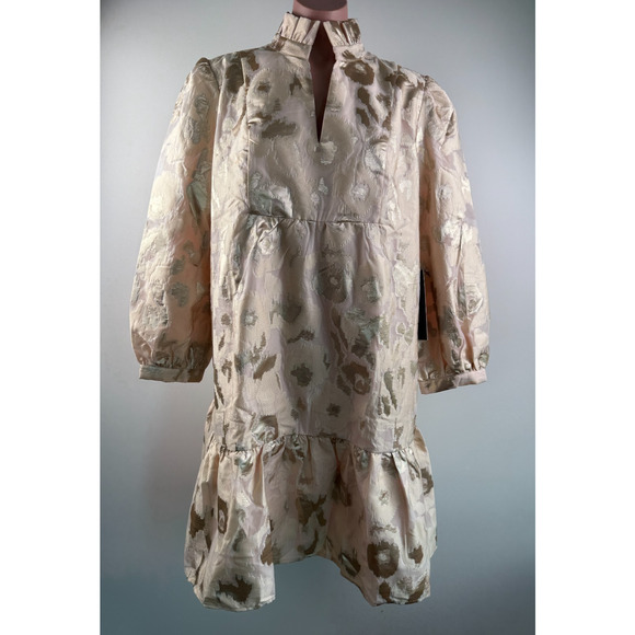 Tuckernuck Champagne Fil Coupe Palmerston Ruffle Collar Ivory Dress  Size XL - Picture 2 of 16